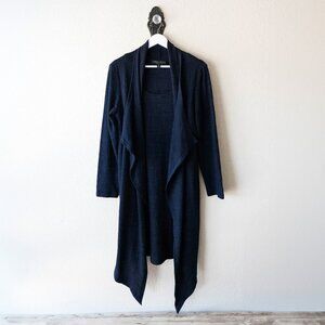 Connected Apparel Size 10 Blue Layered Long Sleeve Knit Dress Drape Front